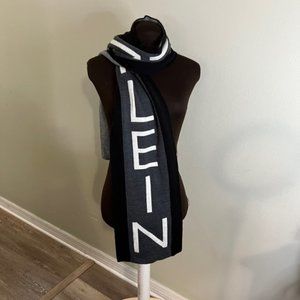 Calvin Klein Black and Gray Logo Scarf